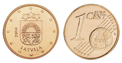 Латвия, 1 цент 2014 (UNC, медь)