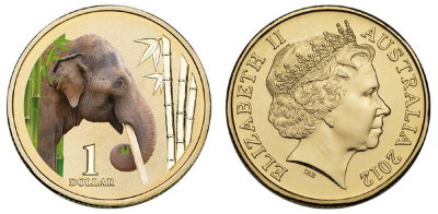 Австралия, 1 доллар 2012 (UNC, бронза) Азиатский слон
