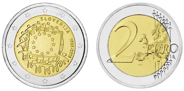 Словения, 2 евро 2015 (UNC) 30 лет флагу ЕС