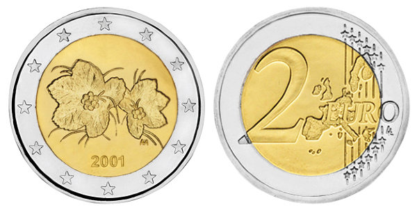 Финляндия, 2 евро 2001 (UNC, биметалл)