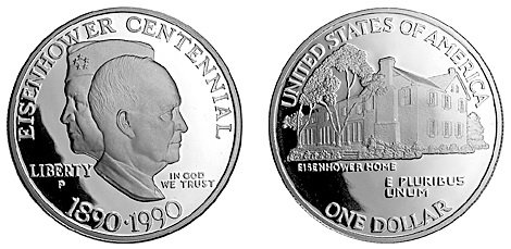 США, 1 доллар 1990 год, Дуайт Эйзенхауэр, ПРУФ