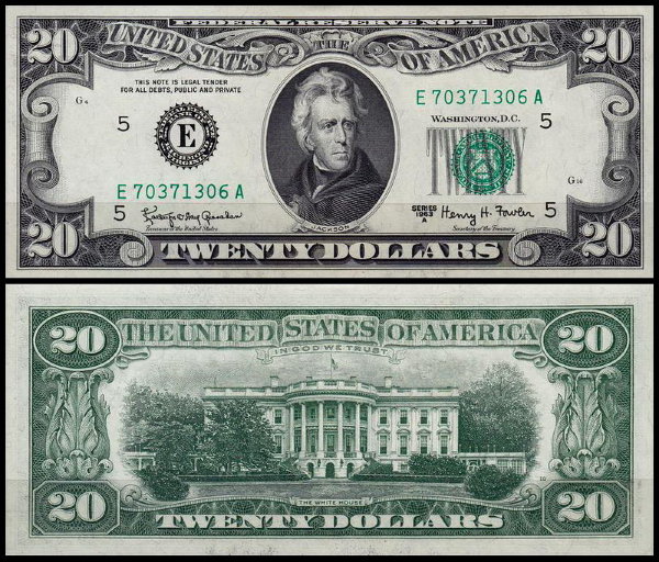 США 20 долларов 1963A (UNC Pick 446b) Federal Reserve Note