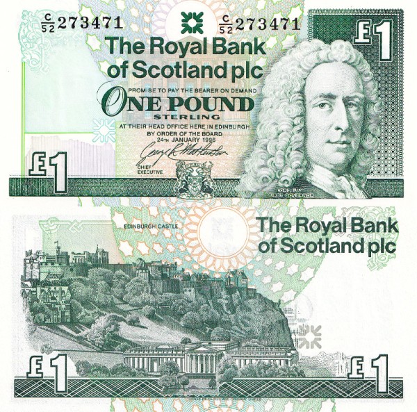 Шотландия 1 фунт 1996 (UNC Pick 351c)