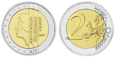 Нидерланды, 2 евро 2009 (UNC, биметалл)