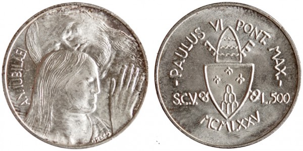 Ватикан, 500 лир 1975 год