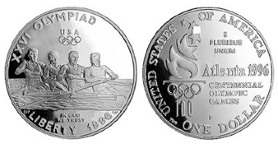 США, 1 доллар 1996 год, XXVI Олимпийские игры в Атланте, Гребля, ПРУФ