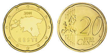 Эстония, 20 центов 2011 (UNC, латунь)