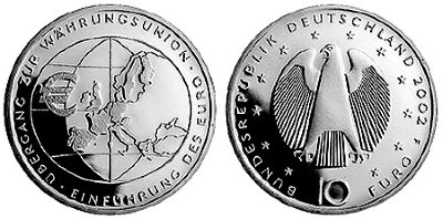 Германия, 10 евро 2002 F (PROOF) Переход к валютному союзу, Введение евро
