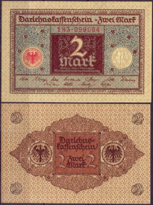 Германия 2 марки 1920 UNC P.60