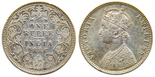 Индия 1 рупий 1886 год