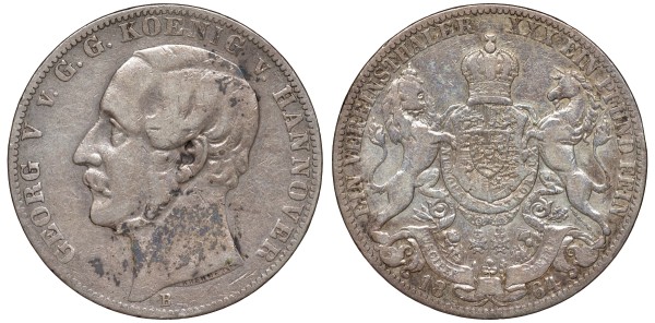 Брауншвейг-Каленберг-Ганновер 1 талер 1864 B, Георг V (1851-1866)