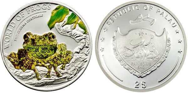 Палау, 2 доллара 2011 год, Лишаистый веслоног, ПРУФ