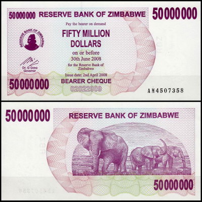 Зимбабве 50 000 000 долларов 2008 (UNC Pick 57)