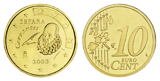 Испания, 10 центов 2003 (UNC, латунь)