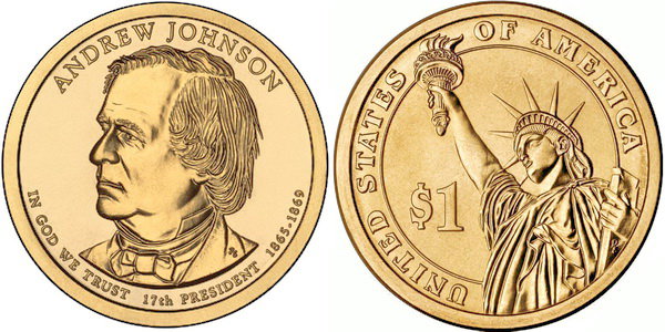 США, 1 доллар 2011 год, 17-й президент Эндрю Джонсон