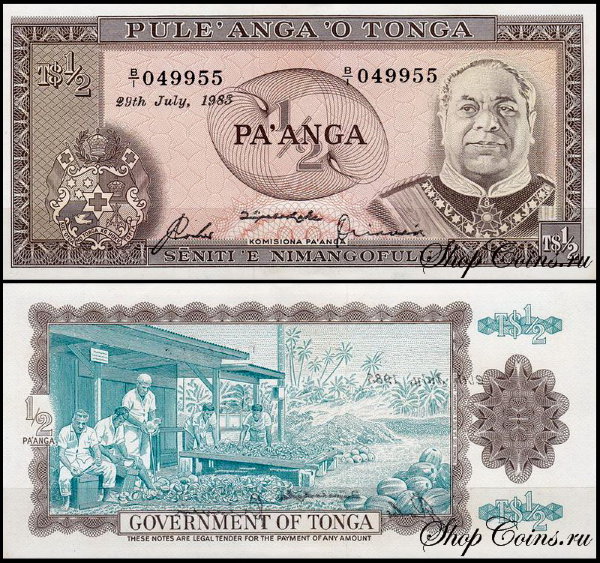 Тонга 1/2 паанга 1974-1983 (UNC Pick 18)