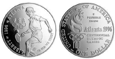 США, 1 доллар 1996 год, XXVI Олимпийские игры в Атланте, Теннис, ПРУФ