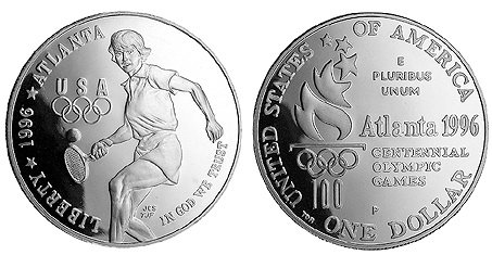 США, 1 доллар 1996 год, XXVI Олимпийские игры в Атланте, Теннис, ПРУФ