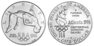 США, 1 доллар 1996 год, XXVI Олимпийские игры в Атланте, Прыжки в высоту