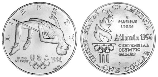 США, 1 доллар 1996 год, XXVI Олимпийские игры в Атланте, Прыжки в высоту