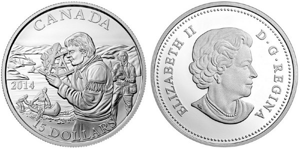 Канада, 15 долларов 2014 год, ПРУФ, серебро, Знакомство с Канадой: Первые картографы