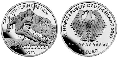 Германия, 10 евро 2010 ADFGJ (PROOF) Альпийский чемпионат мира по горнолыжному спорту