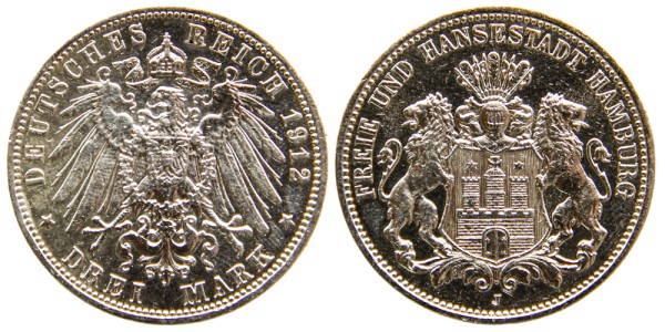 Гамбург, 3 марки 1912 год