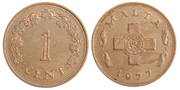 Мальта, 1 цент 1977 год,