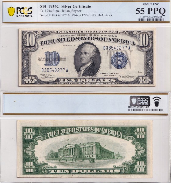 США 10 долларов 1934C (UNC Pick 415c) 