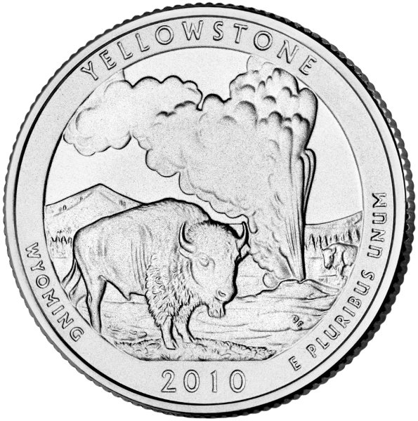 США, 25 центов 2010 год, Йеллоустонский национальный парк