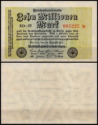 Германия 10.000.000 марок 1923 UNC P.106 Вариант 2