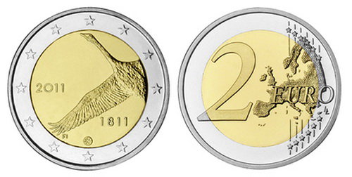 Финляндия, 2 евро 2011 (UNC) 200 лет Банку Финляндии