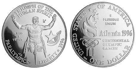 США, 1 доллар 1996 год, XXVI Олимпийские игры в Атланте, Паралимпиада, ПРУФ