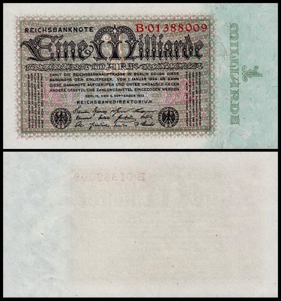 Германия 1.000.000.000 марок 1923 UNC P.114 Вариант 3