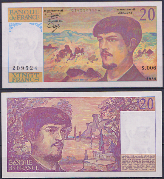 Франция 20 франков 1980 (UNC Pick 151)