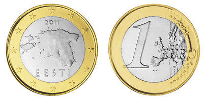 Эстония, 1 евро 2011 (UNC, биметалл)