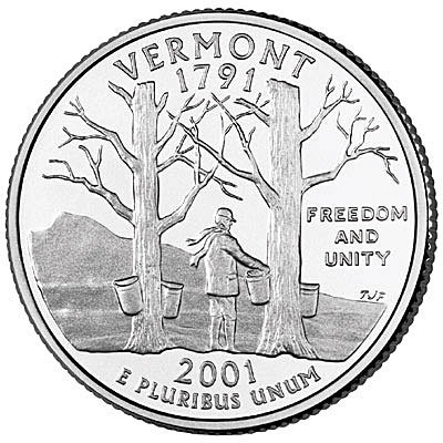 США, 25 центов 2001 год, Vermont