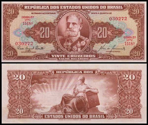 Бразилия 20 крузейро 1955-1961 (UNC Pick 160d) Подпись 8