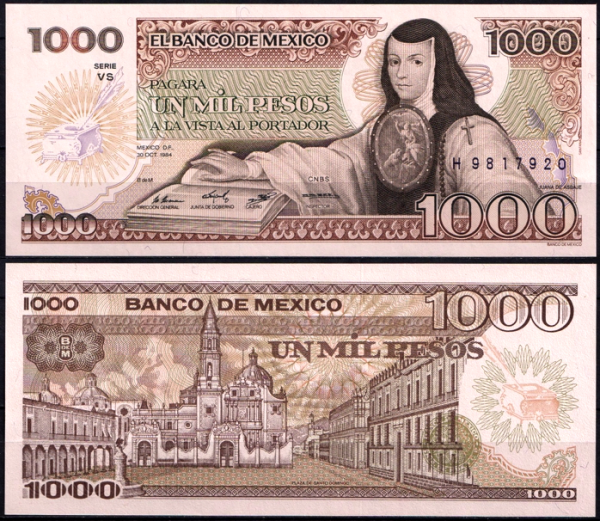 Мексика 1000 песо 1984 (UNC Pick 81)