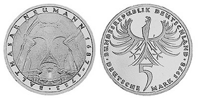 Германия, 5 марок 1978 год, Иоганн Бальтазар Нейман