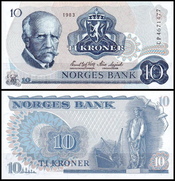 Норвегия 10 крон 1983 (UNC Pick 36c)