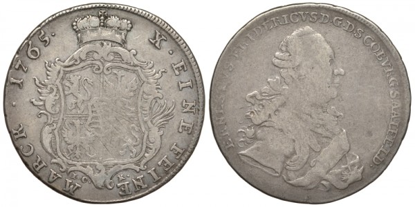 Саксен-Кобург-Заальфельд 1 талер 1765 IC-K, Эрнст Фридрих (1764-1800) 