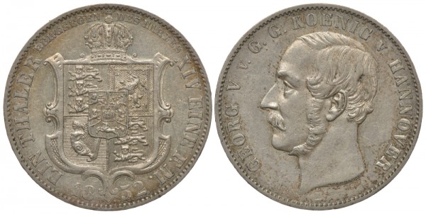 Ганновер 1 талер 1852 B, Георг V (1851-1866)