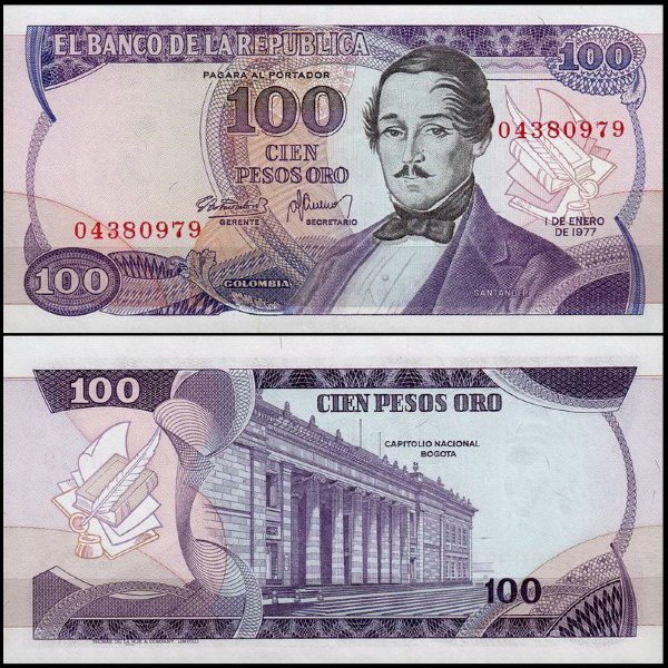 Колумбия 100 песо 1977-1980 (UNC Pick 418)