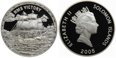 Соломоновы острова, 25 доллар 2005 год - Боевой корабль -HMS Victory
