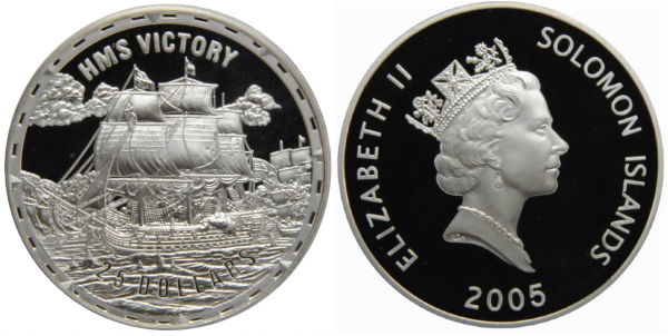 Соломоновы острова, 25 доллар 2005 год - Боевой корабль -HMS Victory