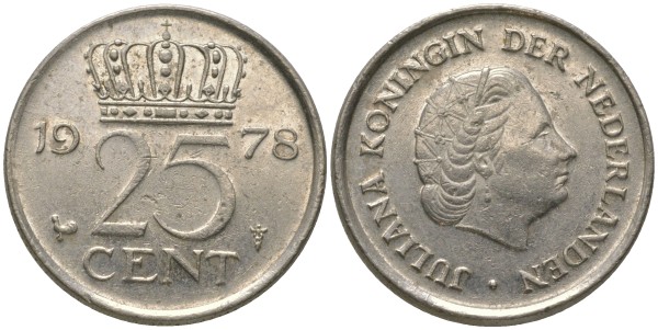 Нидерланды 25 центов 1978 год