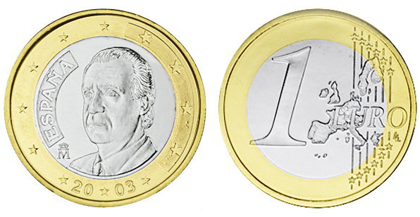 Испания, 1 евро 2003 (UNC, биметалл)