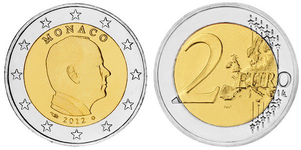 Монако, 2 евро 2012 (UNC, биметалл)