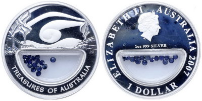 Австралия, 1 доллар 2007 (PROOF, серебро) Сокровища недр Австралии, Сапфиры